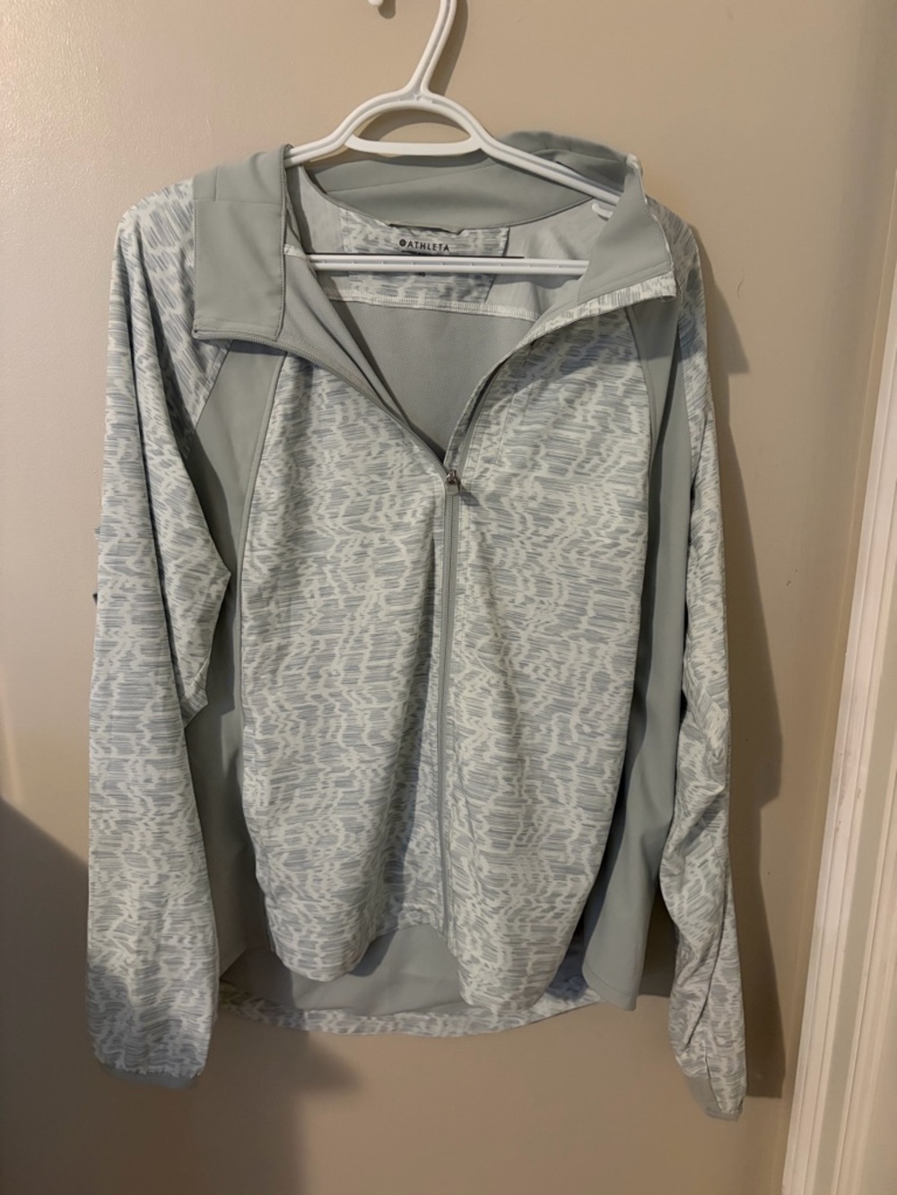 Athleta Blueish-Grey Heathered Zip-Up Pullover